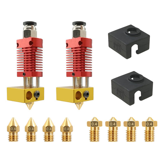 Set cap imprimare pentru imprimanta 3D 16 piese, cu 2 extruder hotend, duze MK8, duze V6, conectori PC4-01, 2 capace din silicon, pentru CR-10 / CR10S / Ender 2 / Ender 3 Ender 5