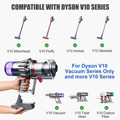 Acumulator 6000 mAh pentru Dyson V10, baterie compatibila cu Dyson V10 Motorhead, V10 Fluffy, V10 Animal, V10 Absolute, V10 Total Clean, V10 Carbon Fiber, V10 Vacuum, cu filtru inclus