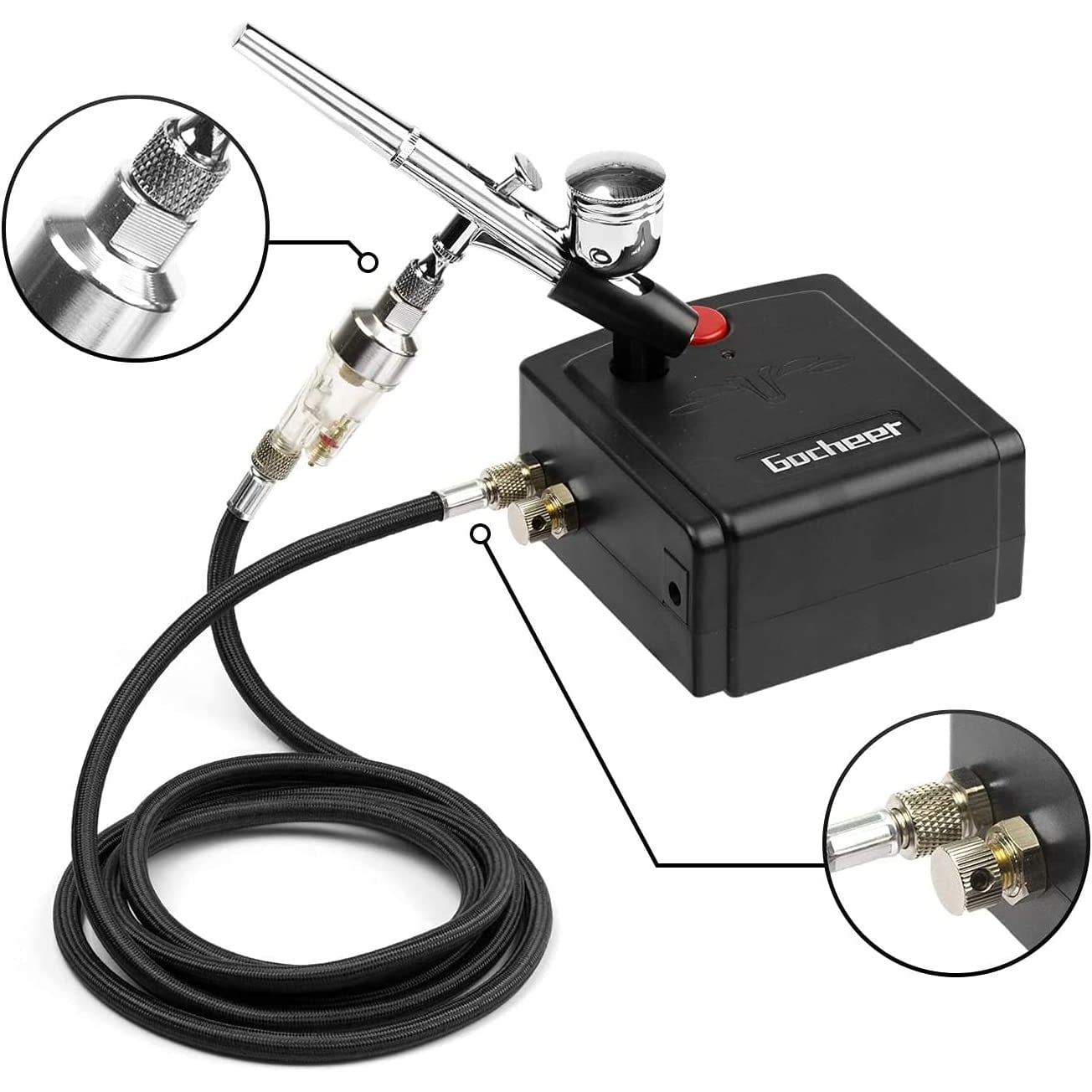 Kit Mini Compresor Aerograf, airbrush cu duza de 0.3 mm, tije de curatare, filtru aer, pentru Manichiura, Pictura corp, Tatuaj semipermanent, Ornare torturi