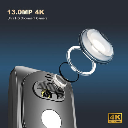 Camera scanner de documente A4, A3, 4K 4160 x 3120, de 13 MP, cu Autofocus, 30 FPS, streaming live si inregistrare, lumina LED, microfon incorporat, zoom digital, butoane cu touch, pentru Windows, Mac, Chromebook Joyusing