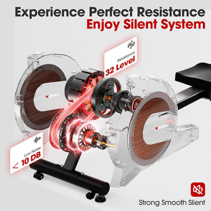 Aparat de vaslit cu sarcina magnetica reglabila pe 32 niveluri, suport smartphone/tableta, greutate utilizator max. 160 kg, compatibil Kinomap, Zwift