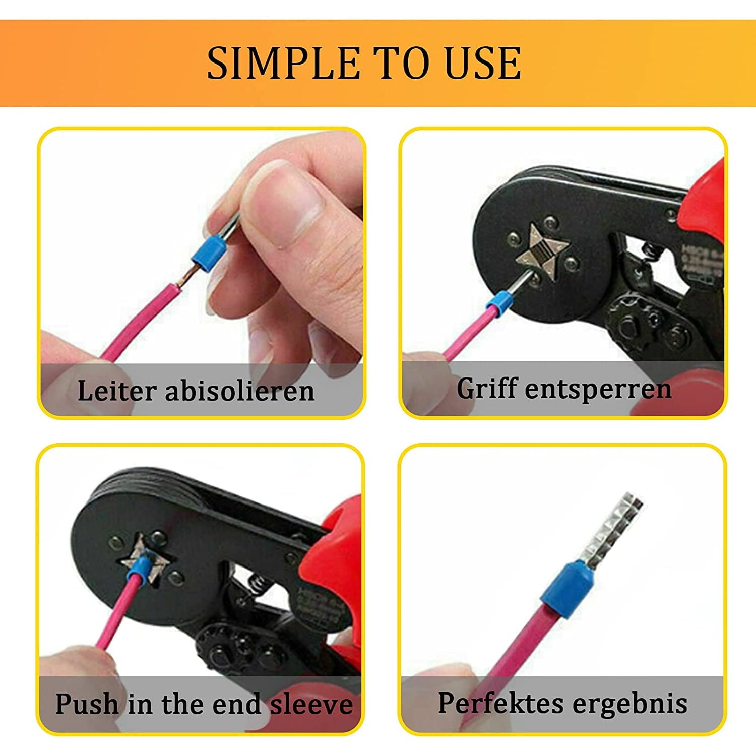 Set cleste de sertizat pini conectori cu 1200 terminale conductori electrici 0,25-10 mm², cu surubelnita, cu 8 tipuri terminale
