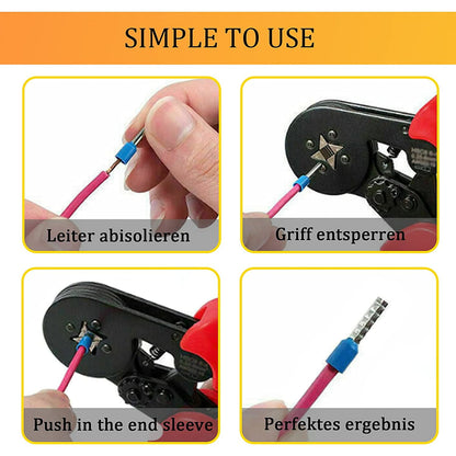Set cleste de sertizat pini conectori cu 1200 terminale conductori electrici 0,25-10 mm², cu surubelnita, cu 8 tipuri terminale