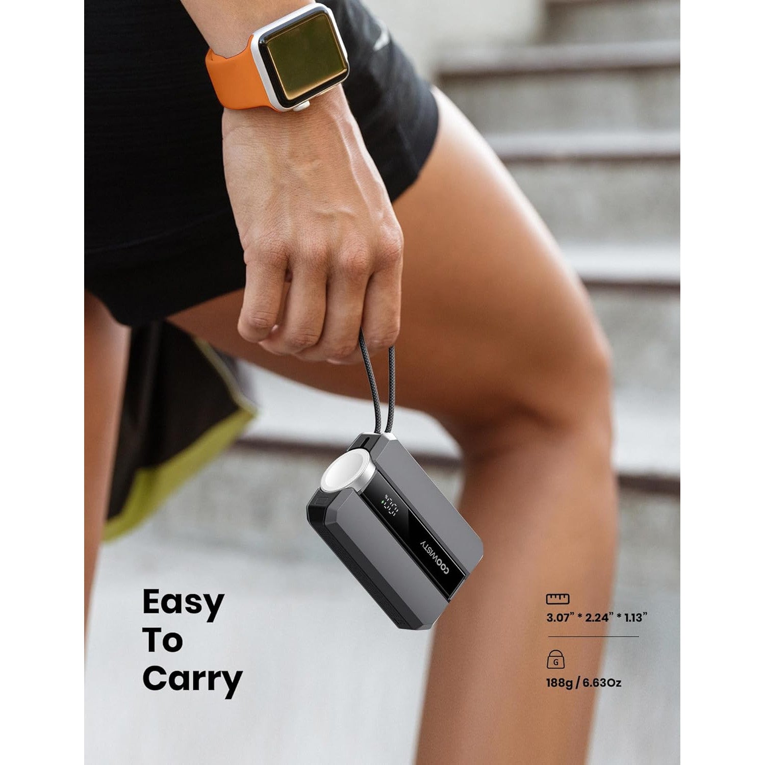 Baterie externa 2 in 1, 10000 mAh, afisaj LED, pentru Apple Watch, incarcator portabil USB C 20 W PD, cu incarcare rapida pentru iPhone, Power Bank compatibil cu Apple Watch Series 9/8/7/6/SE/5/4/3/2