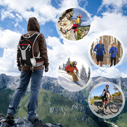 Rucsac de hidratare de 15 litri cu rezervor de apa de 2 litri, impermeabil, detalii reflectorizante, respirabil, multifunctional, pentru drumetii, alergare, ski, ciclism
