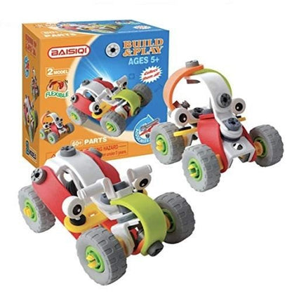 Set piese de construit 2 in 1, joc educativ, puzzle de asamblare, build&play 60 piese, asamblare usoara, pentru copii 5 ani +