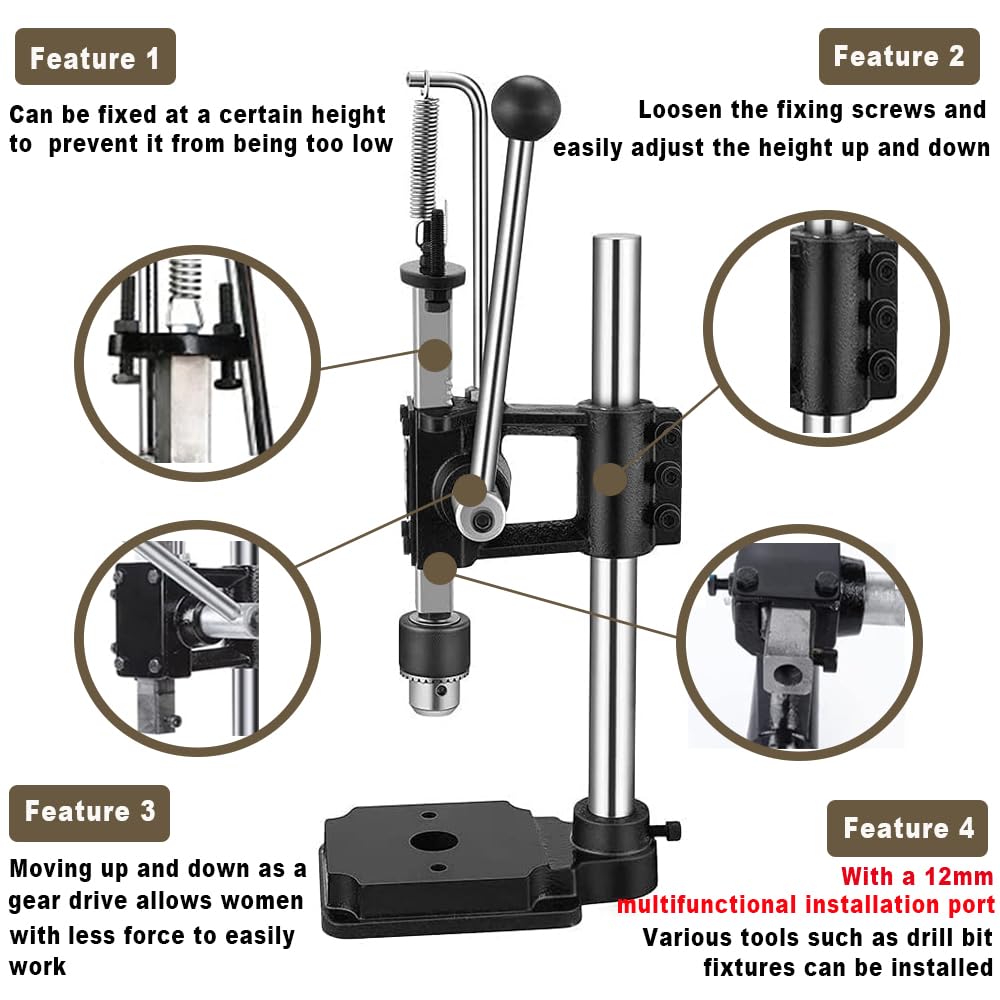 Presa pentru perforat pielea profesionala, masina de stantat si embosare piele cu dalti perforatoare, mandrina si accesorii, ergonomic, din metal