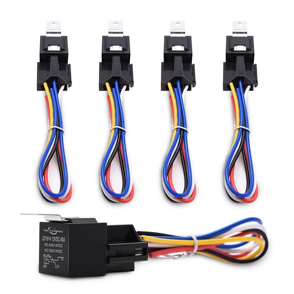 Set de 5 releu auto 12V 30/40A, cu priza, universal, Mictuning