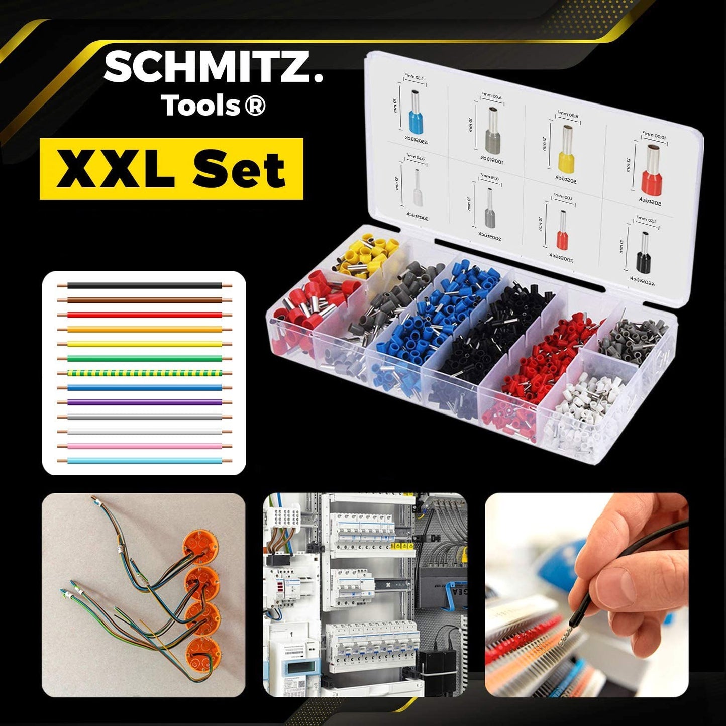 Set cleste de sertizare pini conectori profesional cu 1.800 bucati terminale conductori, 0.5-10 mm