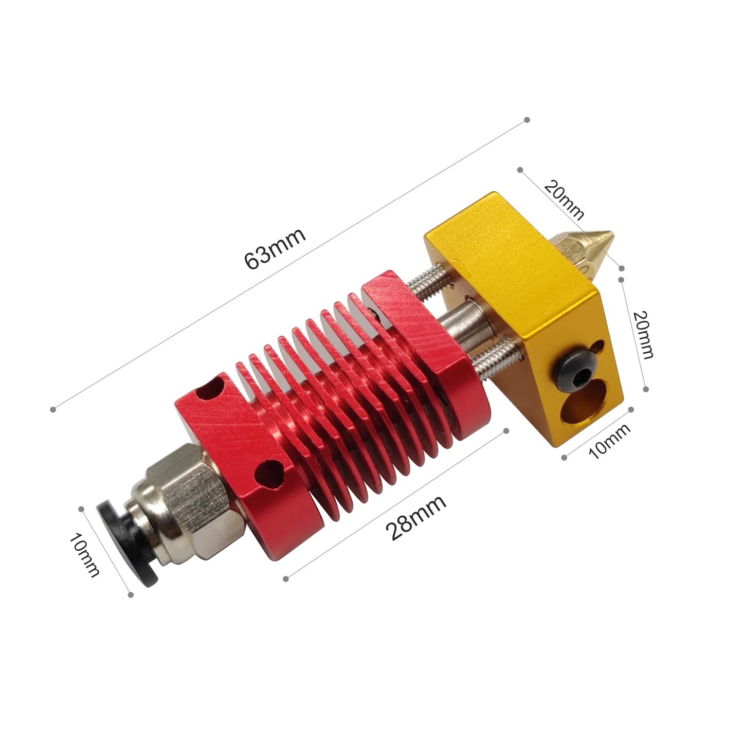 Set cap imprimare pentru imprimanta 3D 16 piese, cu 2 extruder hotend, duze MK8, duze V6, conectori PC4-01, 2 capace din silicon, pentru CR-10 / CR10S / Ender 2 / Ender 3 Ender 5