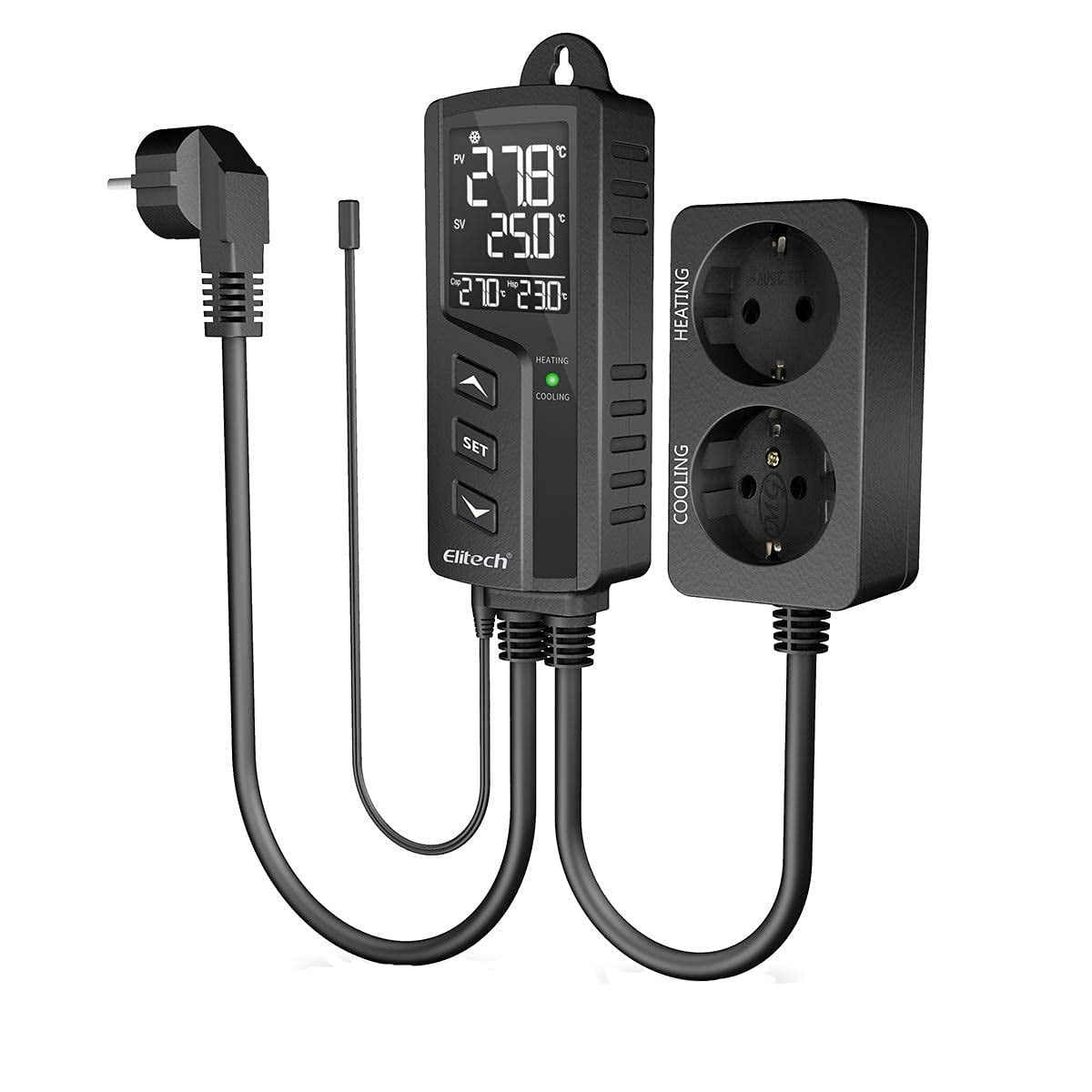Priza smart cu termostat, WiFi, control prin aplicatie, programabil, comutator racire si incalzire automat, display LCD, STC-1000WiFi
