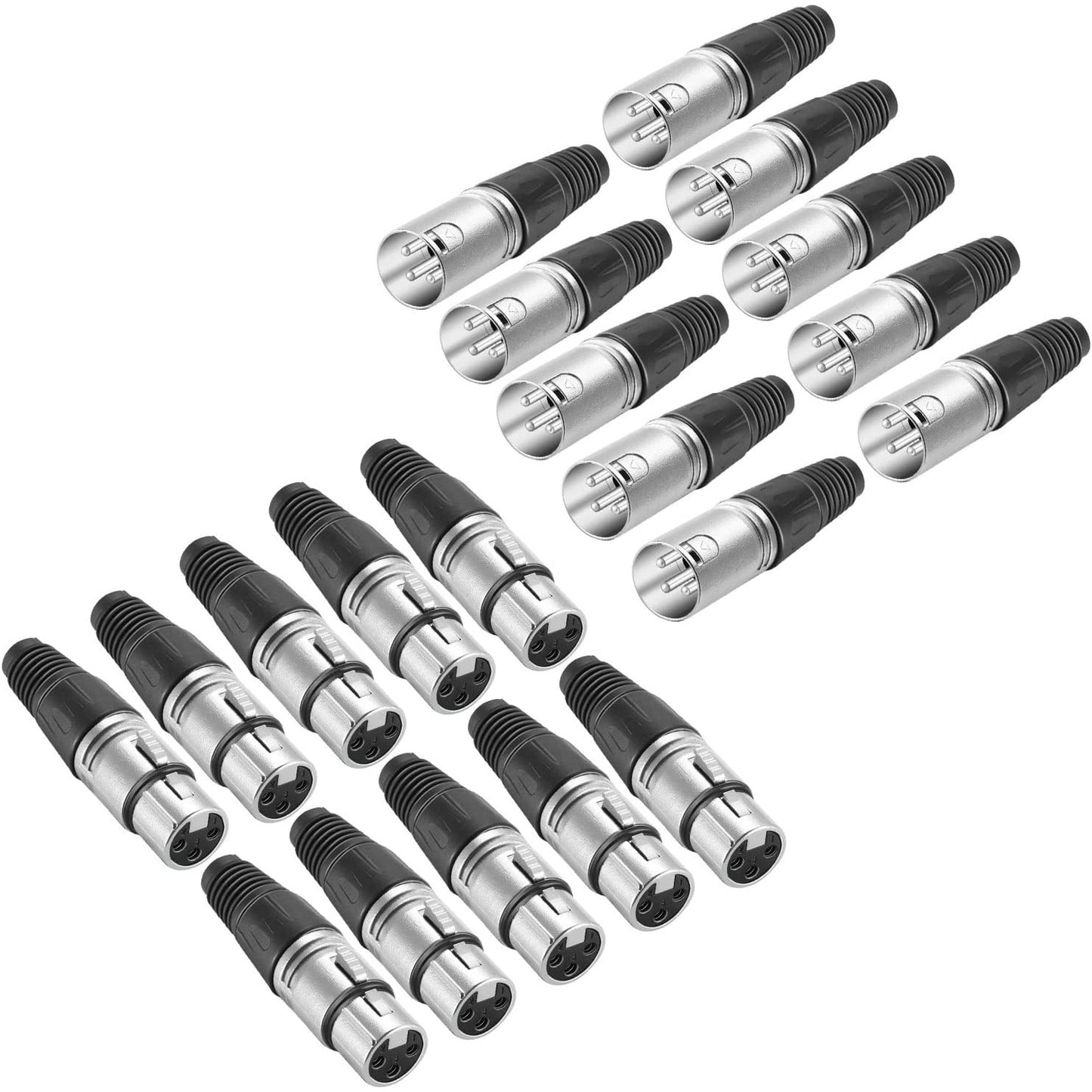Set de 20 conectori XLR cu 3 pini, mufe 10 mama si 10 tata, din aliaj de zinc, durabile, cu conductivitate ridicata, si zgomot ultra scazut