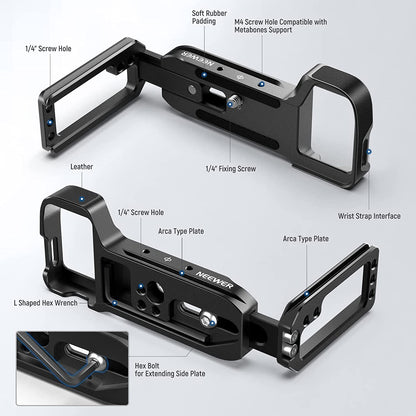 Placa de montare pentru camera Sony A7RIII A7III A9, din aluminiu, cu placa eliberare rapida stil Arca, pentru reglare orizontala si verticala, Neewer ‎45121600