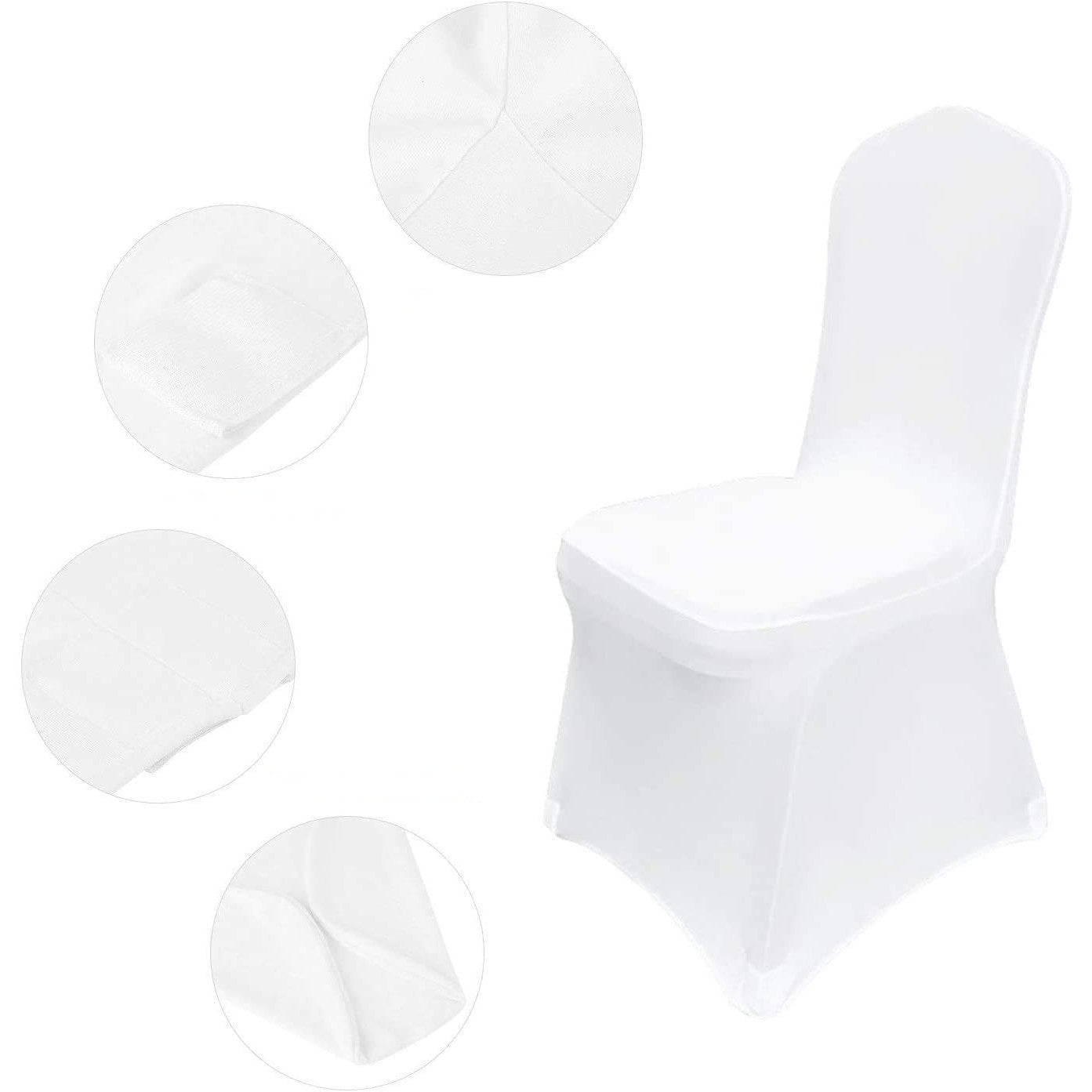 Set 12 husa scaun universala, din Lycra, elastica, alba, design durabil si modern