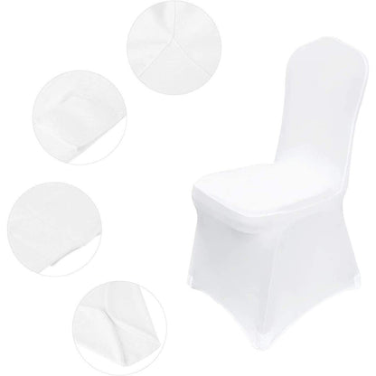 Set 12 husa scaun universala, din Lycra, elastica, alba, design durabil si modern