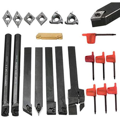 Cutite de strung cu placute 7 bucati de strunjit cu bara de gaurit cu strung de 10 mm, cu insertii din carbura