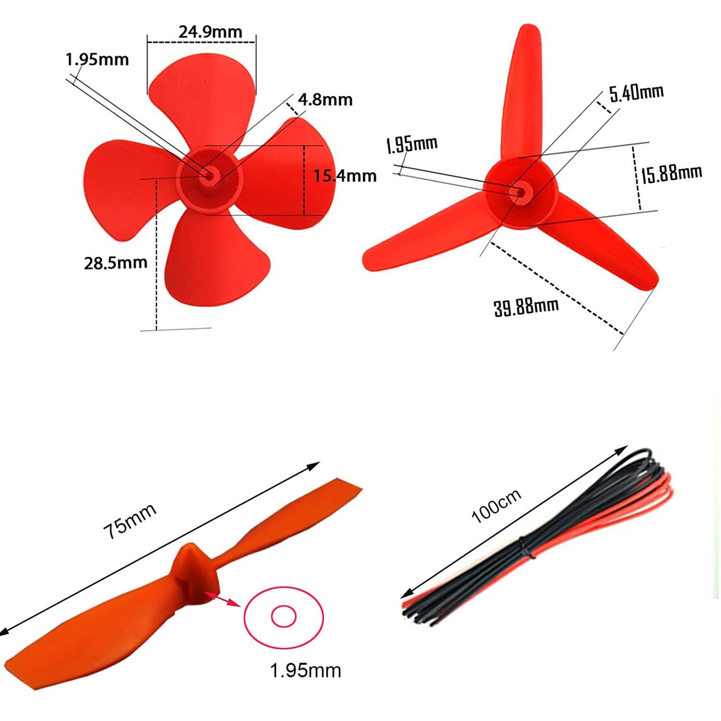 Set de 8 motor DC 1.5V-3V, 15000-16500 RPM, cu 8 carcase cu suport baterie AA si conectori, 8 intrerupatoare, elice, cablu 22AWG de 1m, pentru jucarii, experimente, R684