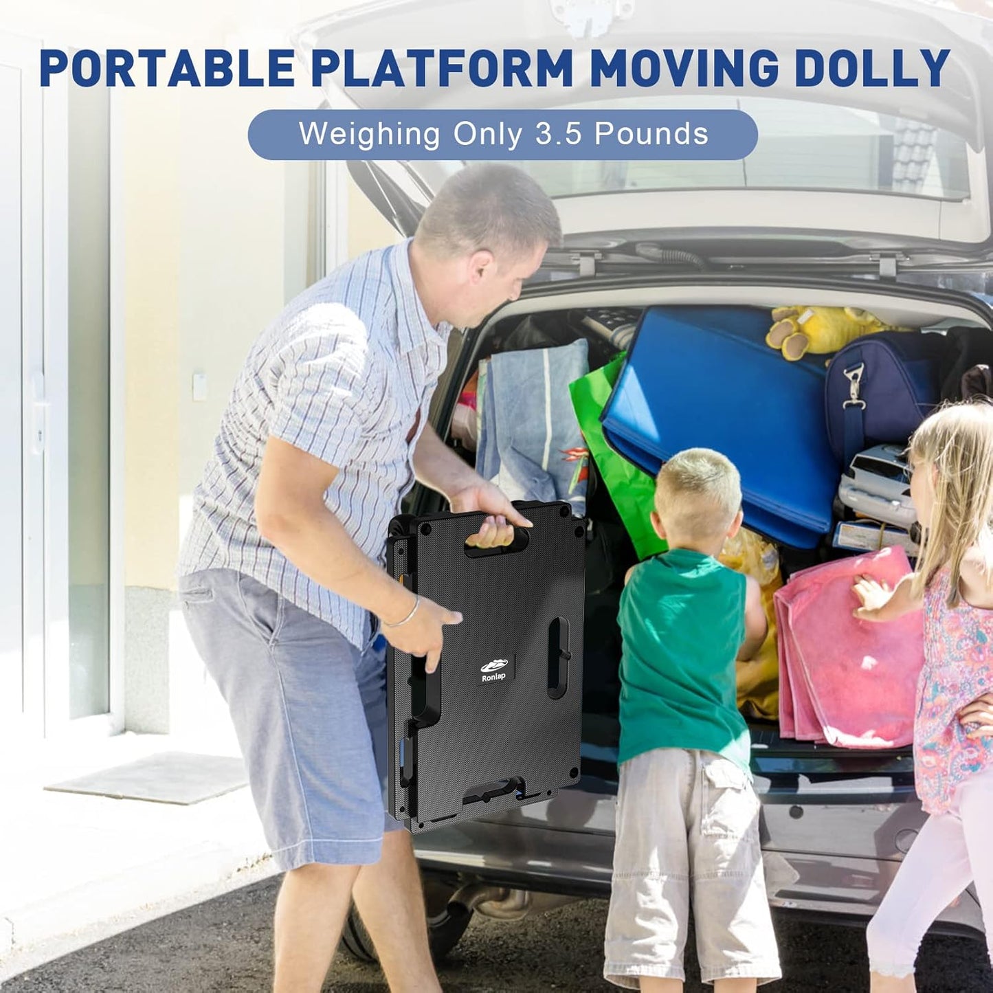 Set 4 carucior transport mobilier, platforma de transport cu roti, sistem de imbinare modular, capacitate totala de pana la 800 kg, cu 8 cordeline elastice, negre