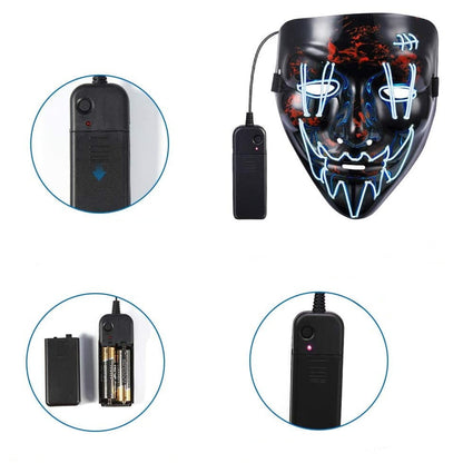 Set 2 Masti Purge Halloween cu led , cu fir electroluminescent de neon , masca purge horror luminoasa , carnaval , craciun