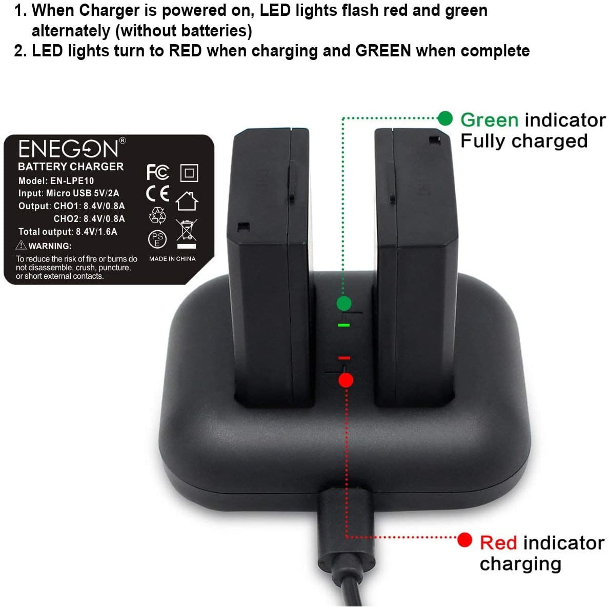 Set de 2 acumulatori LP-E10 1200 mAh si incarcator rapid dublu, pentru Canon EOS Rebel T3, T5, T6, T7, T100, Kiss X50, Kiss X70, EOS 1100D, 1200D, 1300D, 1500D, 20000D