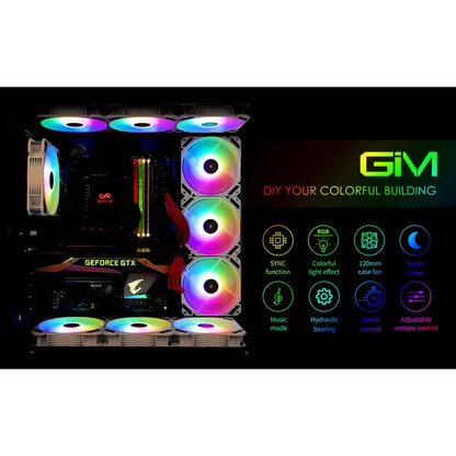 Set 3x ventilator 120mm LED GIM KB-28 RGB cu telecomanda, racire silentioasa si lumini multicolore