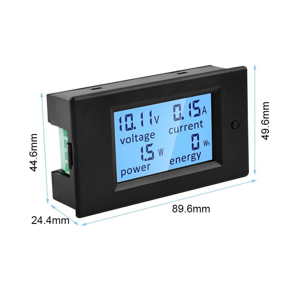 Panelmetru combinat, Wattmetru digital de panou, cu Voltmetru, Ampermetru, cu Shunt, DC 0 - 100V si 0 - 100A, negru