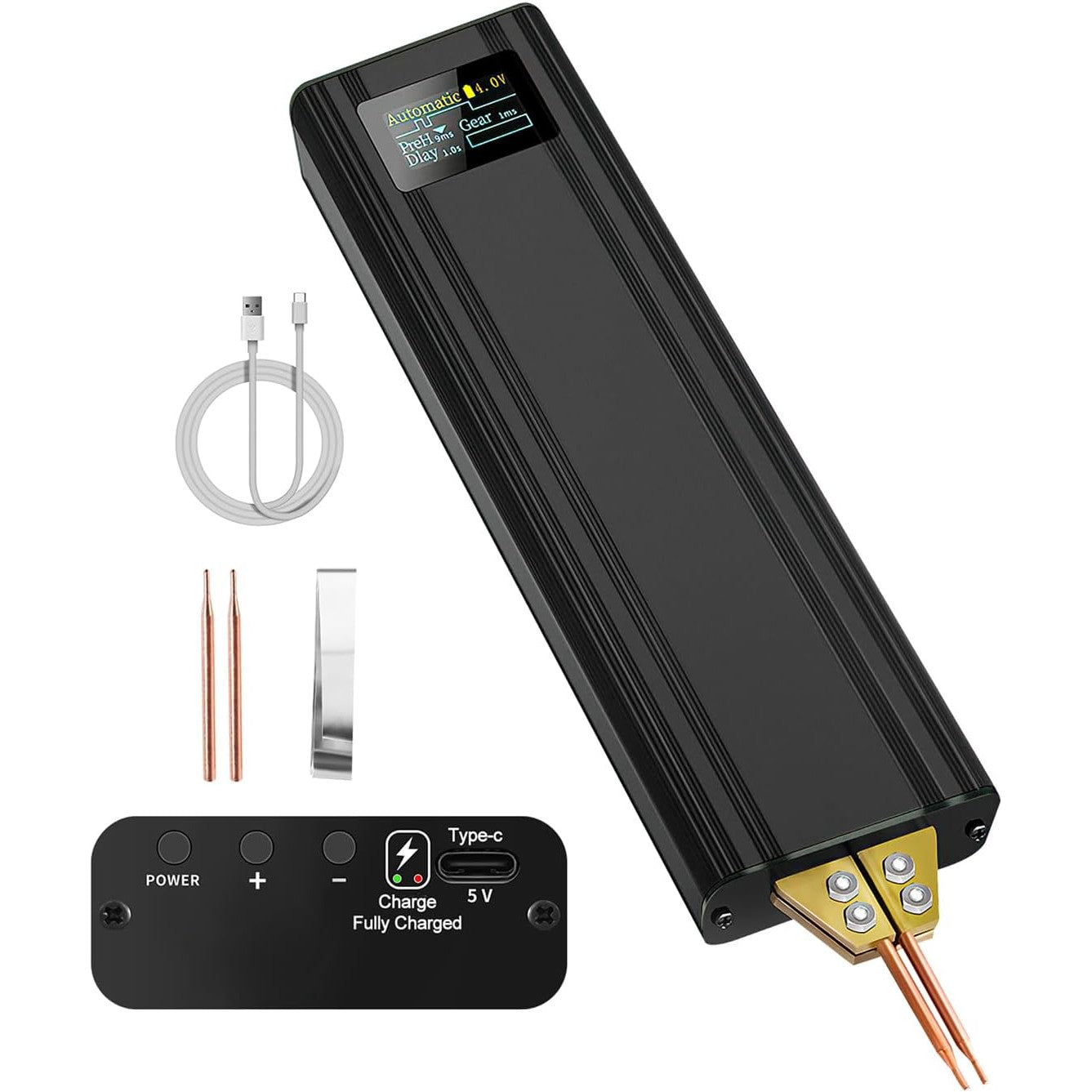 Aparat de sudura in puncte portabil, acumulator 5000mAh, 80 de niveluri, display OLED, mod automat si manual, pentru lipit baterii 18650/26650/32650