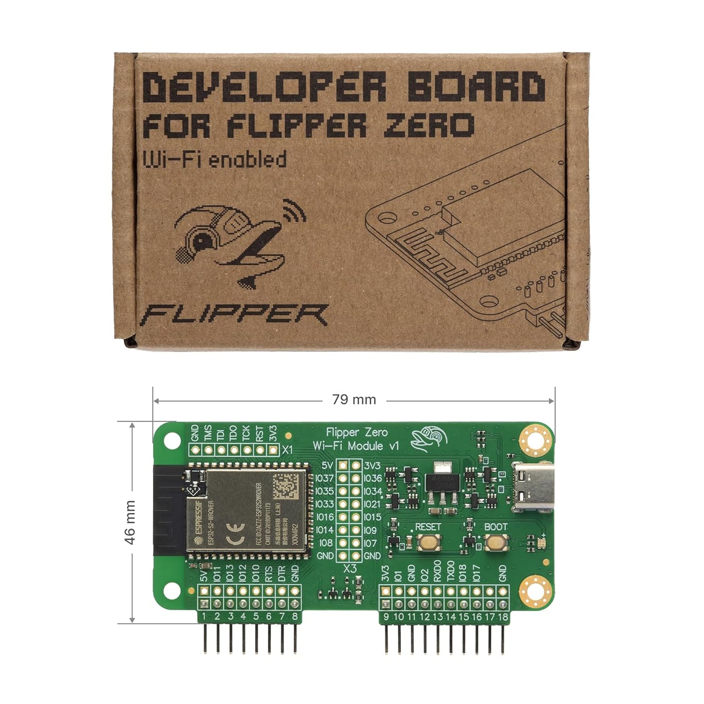 Placa de dezvoltare WiFi Devboard pentru Flipper Zero, modul ESP32-S2 USB-C si GPIO, Dev Board wireless cu antena WiFi integrata pentru Debugging si Firmware, compatibil Flipper Zero