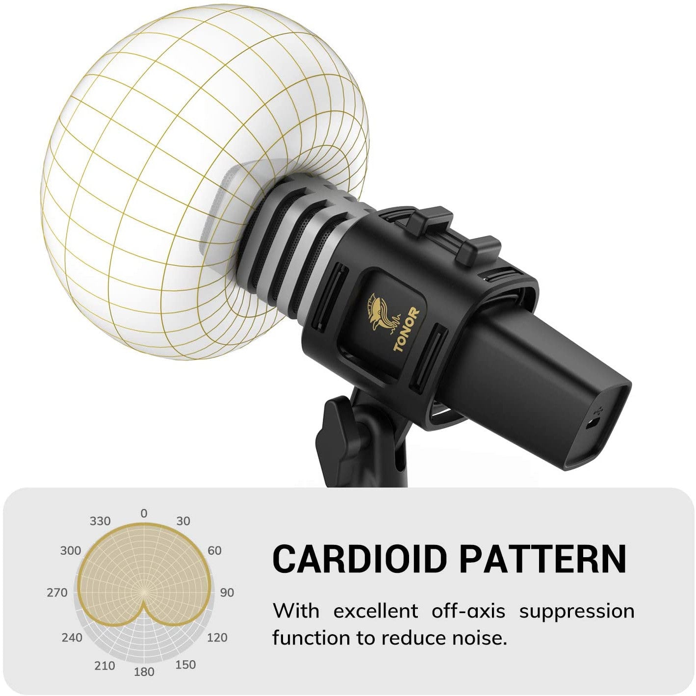 Microfon USB cu suport si filtru pop, Tonor TC30, plug and play, microfon condenser cardidoid pentru inregistrare, streaming, Podcast, Youtube, compatibil PS4, PC, Laptop