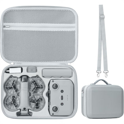 Husa de protectie pentru drona DJI Neo 2, geanta transport compatibila Fly More Combo, controler RC-N3, compartimente pentru accesorii, rezistenta la socuri si stropire, curea de umar, gri