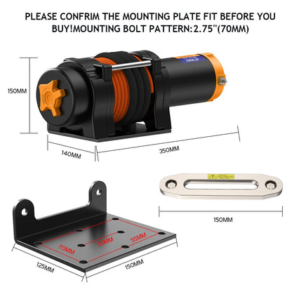 Troliu electric Anbull 12V pentru ATV si UTV – Capacitate 4500 Lbs / 2045 kg, franghie sintetica si nailon, rezistent la apa IP67, cu suport de montare si 2 telecomenzi wireless incluse, ideal pentru Off-Road si tractari