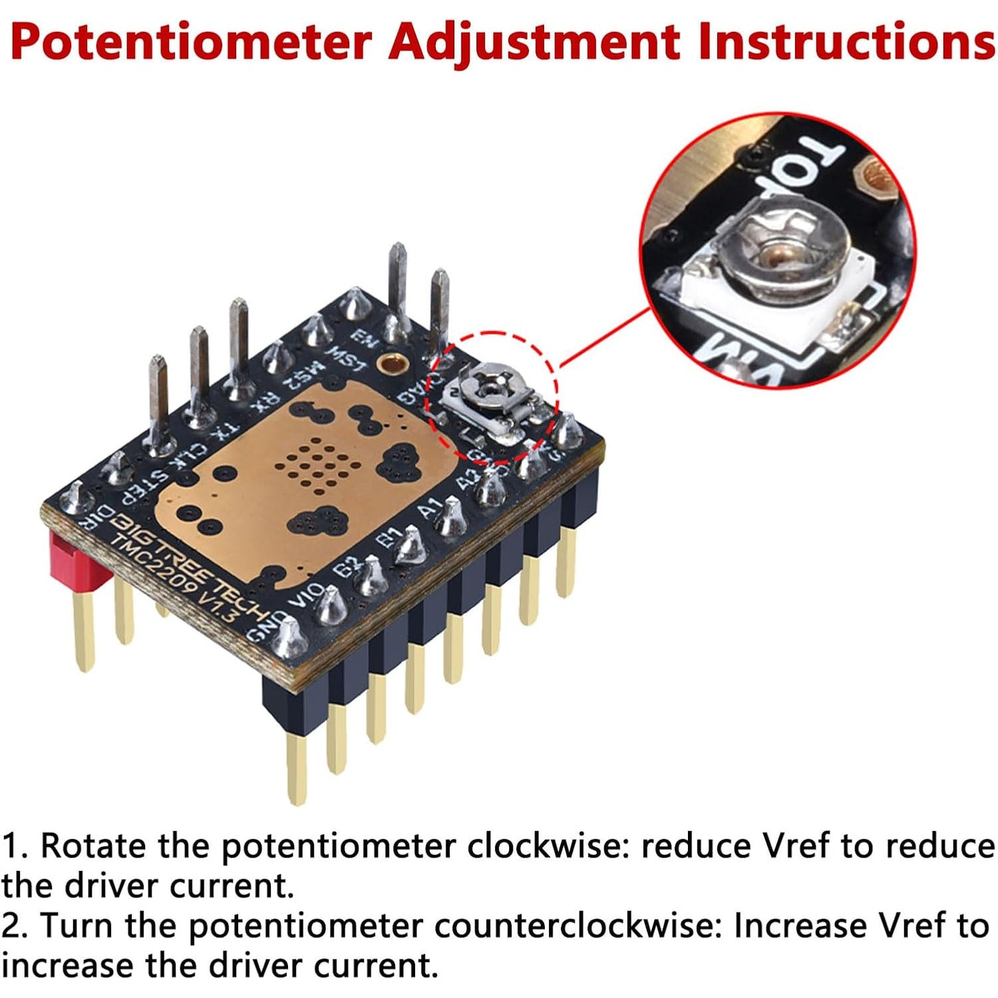 Driver motor pas cu pas KINGPRINT TMC2209 V1.2, 2.8A varf, ultra-silentios StealthChop2, UART/STEP-DIR, 1/256 microstep, compatibil SKR V1.3/Pro si imprimante 3D FDM