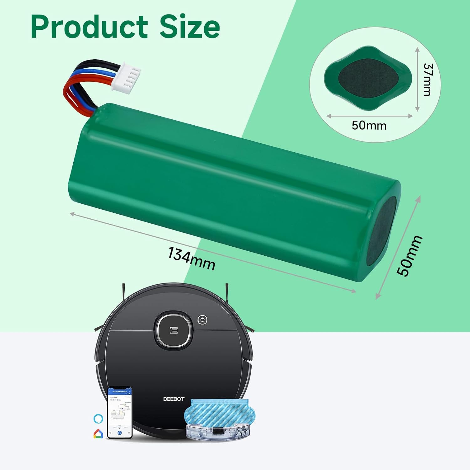 Acumulator 6500 mAh 14, 4 V compatibil Ecovacs Deebot T20 X1 Omni, T8, T8+, T9, T9+, T10 DLX11-54, baterie Li-Ion pentru aspirator robot