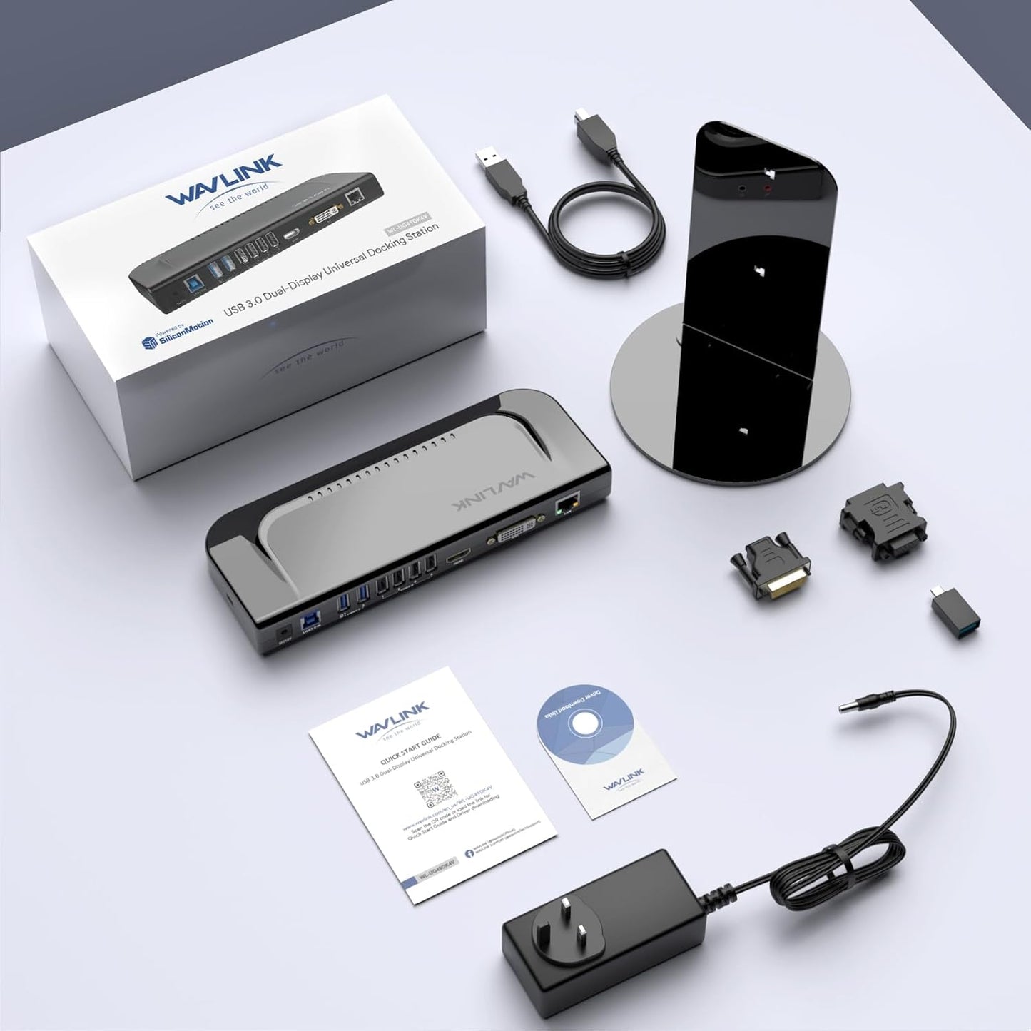 Statie de andocare 13 in 1 universala, cu functie extensie display, port HDMI, DVI, Ethernet, 2 x USB 3.0, 4 x USB 2.0, 1 x adaptor DVI la HDMI, 1x adaptor DVI la VGA, 1 x adaptor USB A la USB-C, pentru laptop Windows/MAC