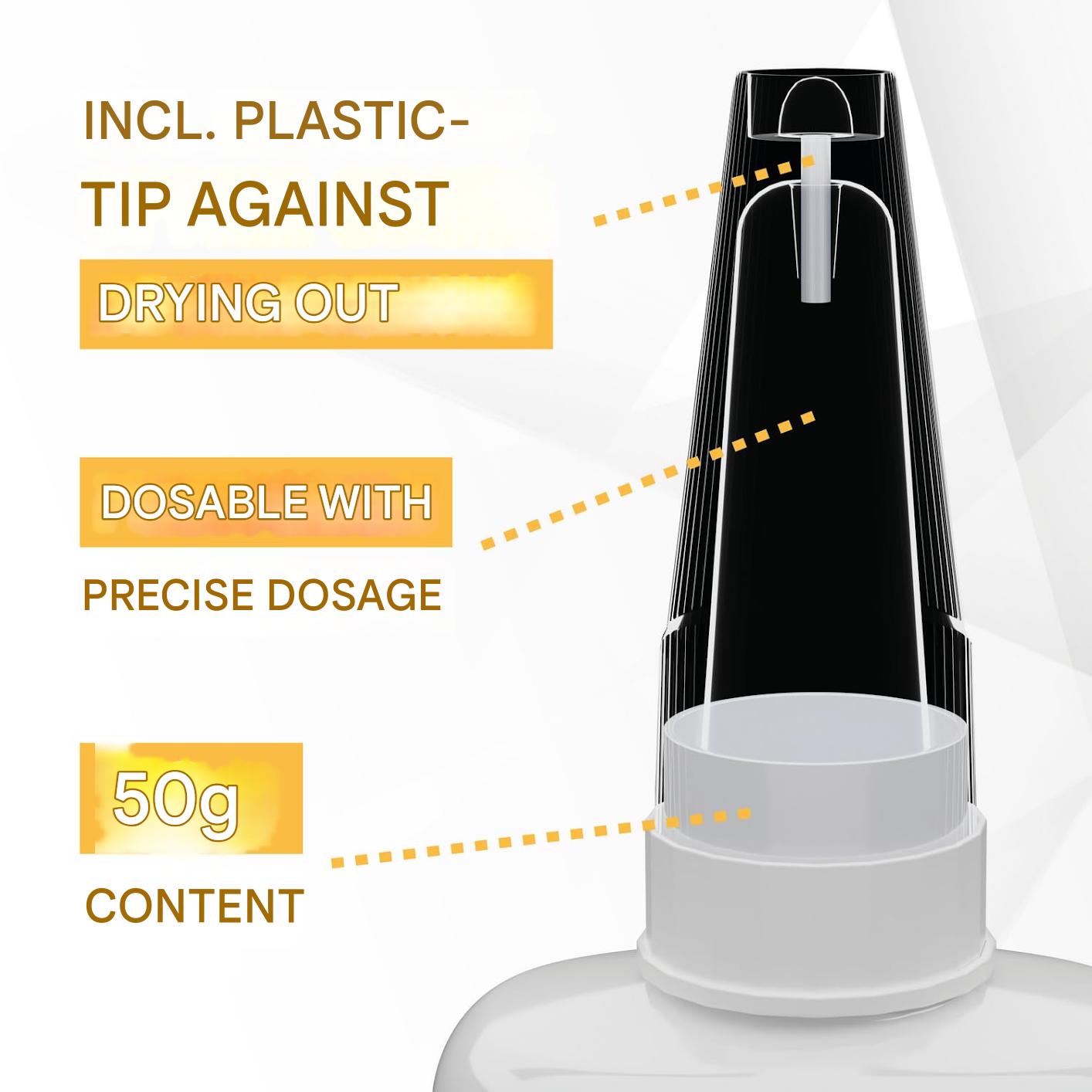 Gel Super Glue extra puternic Kraftprotz pentru imprimare 3D – 50 g, XXL, transparent, rezistent la caldura si impermeabil, varf anti-uscare, compatibil cu PLA, ABS, PETG, TPU si accesorii 3D