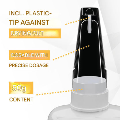 Gel Super Glue extra puternic Kraftprotz pentru imprimare 3D – 50 g, XXL, transparent, rezistent la caldura si impermeabil, varf anti-uscare, compatibil cu PLA, ABS, PETG, TPU si accesorii 3D