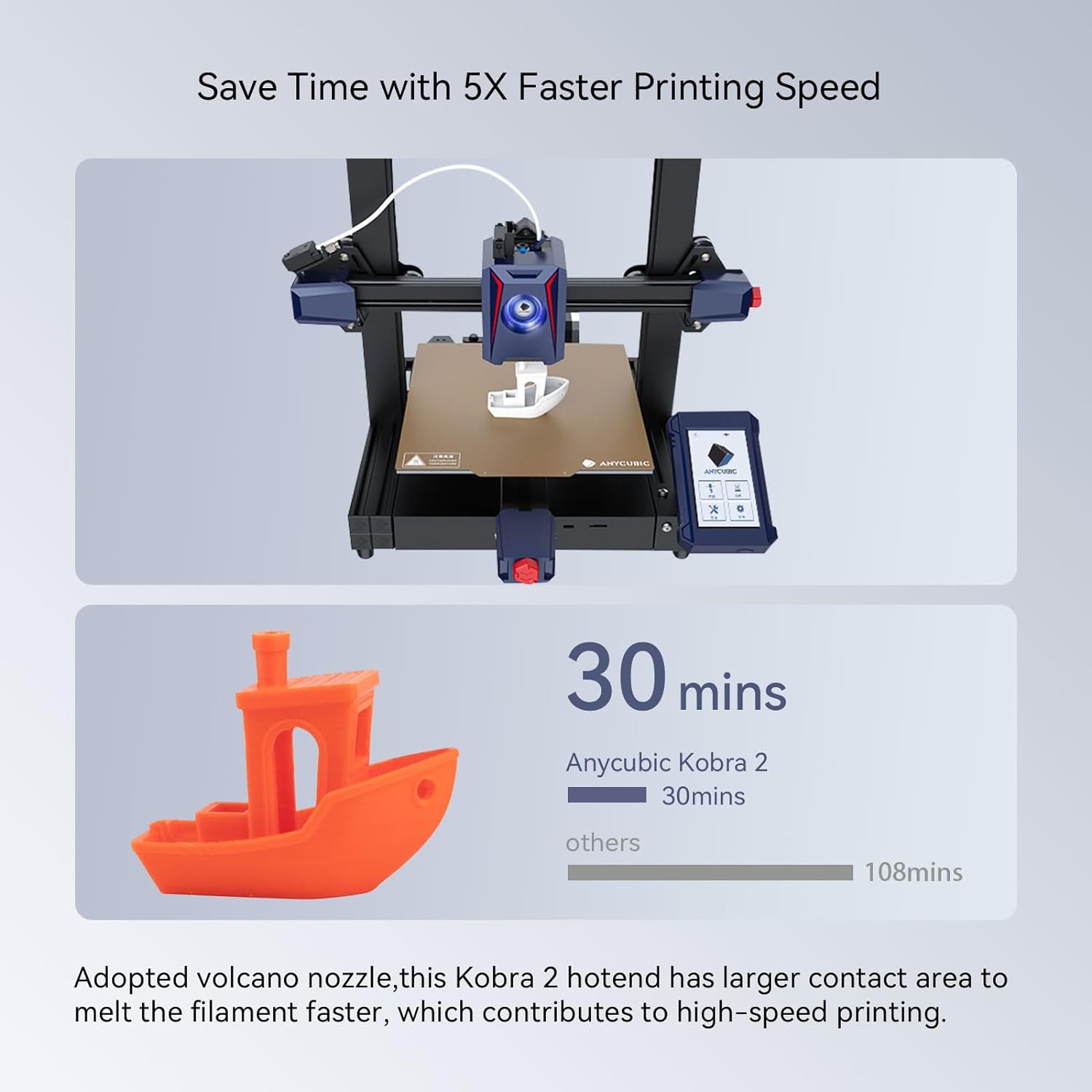 Cap de imprimare pentru imprimanta 3D Anycubic Kobra 2, Kobra 2 Plus, Kobra 2 Max, Kobra 2 Pro, Kobra 2 Neo, cu duza de 0.4 mm si protectie din silicon