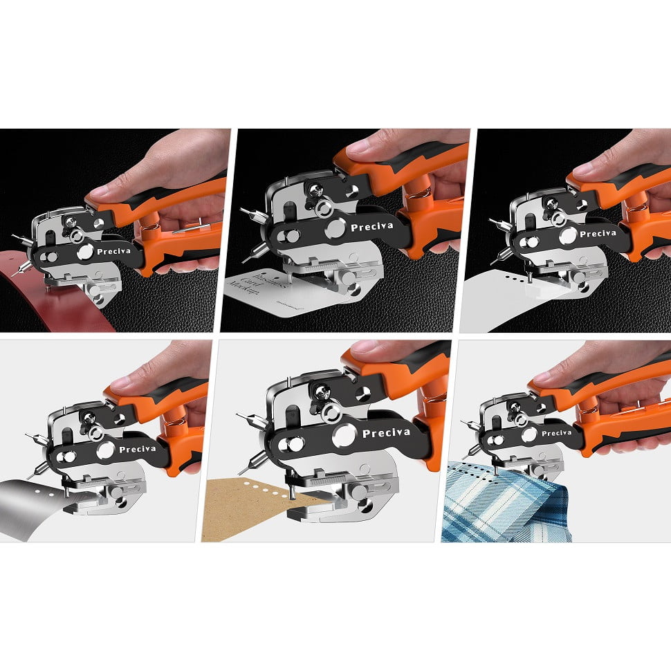 Cleste preducea pentru perforare rotativ, profesional, 2-4.5 mm, adancime reglabila 7-21 mm, transmisie cu parghie, perforator pentru piele, material textil, carton, Preciva