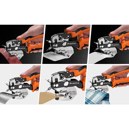 Cleste preducea pentru perforare rotativ, profesional, 2-4.5 mm, adancime reglabila 7-21 mm, transmisie cu parghie, perforator pentru piele, material textil, carton, Preciva