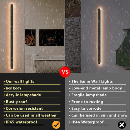 Aplica liniara LED de perete, 120 cm lungime, 35 W, lumina calda 3000 K, impermeabila IP65, corp din metal si abajur acrilic, pentru casa, curte si gradina