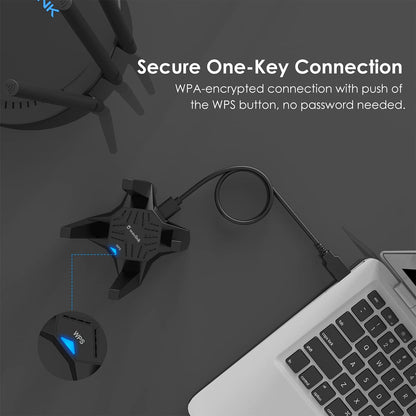 Adaptor wireless WiFi, 1900 Mbps, Dual Band 5GHz /2.4GHz, 1300 Mbps/600Mbps, 4 antene externe 3dBi, Mod Hotspot, buton WPS, Baza magnetica, accepta Windows 11/10/8/7/XP, Mac 10.7-10.15