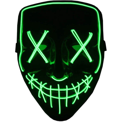 Masca Halloween cu led , cu fir electroluminescent de neon , masca purge horror luminoasa culoare verde