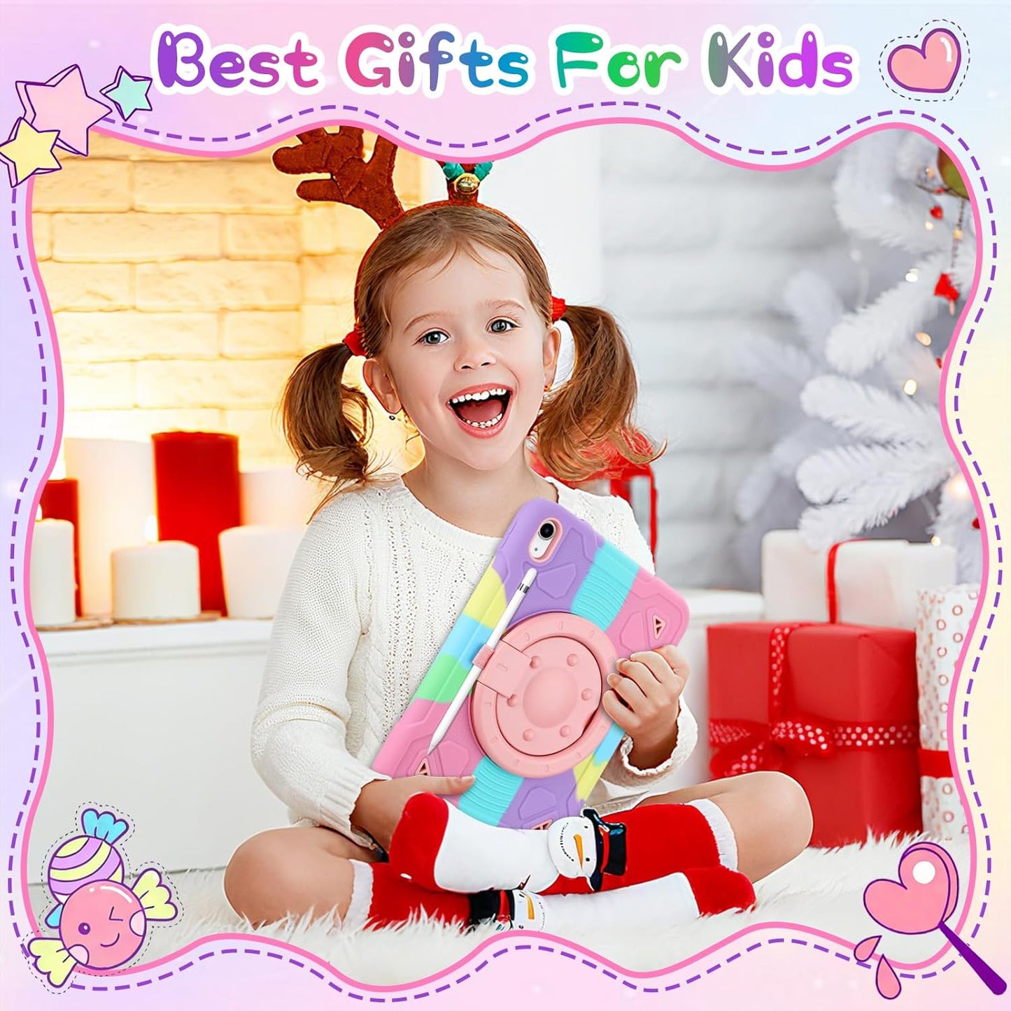 Husa Coolden pentru iPad A16 a 11-a generatie, iPad a 10-a generatie (10, 9 inch) 2022, pentru copii, rezistenta la socuri, cu suport rotativ, curea de umar si suport pentru stilou pentru iPad 11 2025