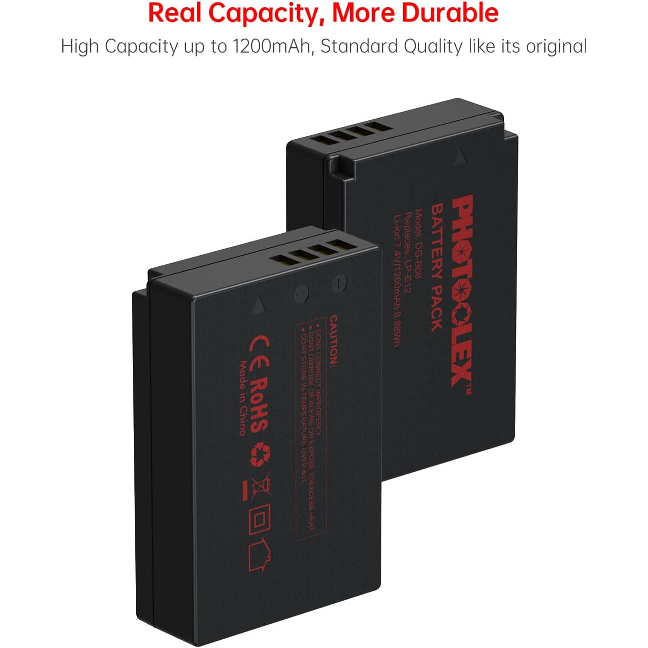 Set de 2 acumulatori LP-E12 1200 mAh si incarcator dublu pentru Canon EOS M, EOS M2, EOS M10, EOS 100D Rebel SL1, EOS M50, EOS M100, EOS M200, SX70 HS