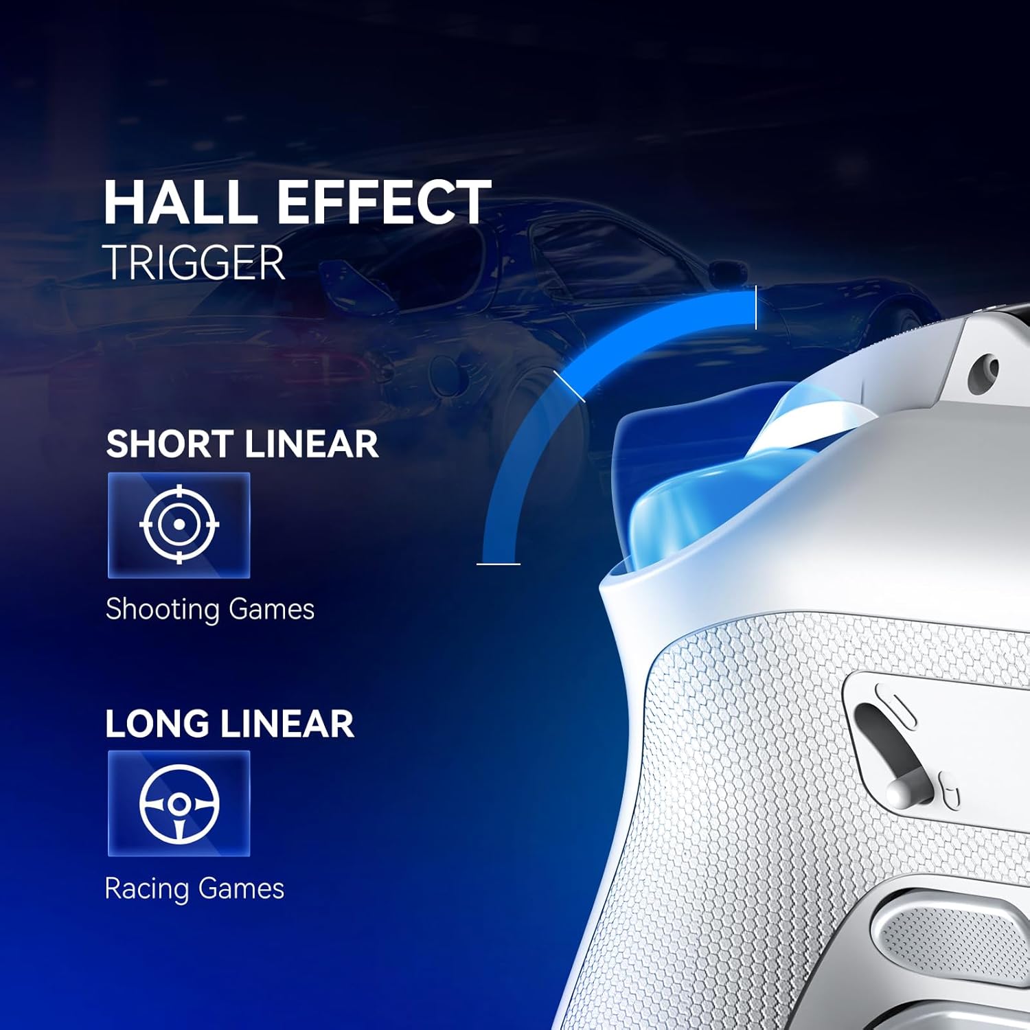 Controler wireless cu programare, display interactiv, butoane microswitch, joystick cu Hall Efect, lumini LED RGB, pentru PC, Switch, iOS, Android