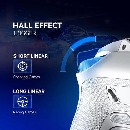 Controler wireless cu programare, display interactiv, butoane microswitch, joystick cu Hall Efect, lumini LED RGB, pentru PC, Switch, iOS, Android