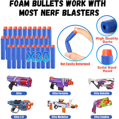 Set vesta tactica compatibila Nerf, cu 30 de sageti din burete, ochelari, incarcator, bratara, masca, albastra