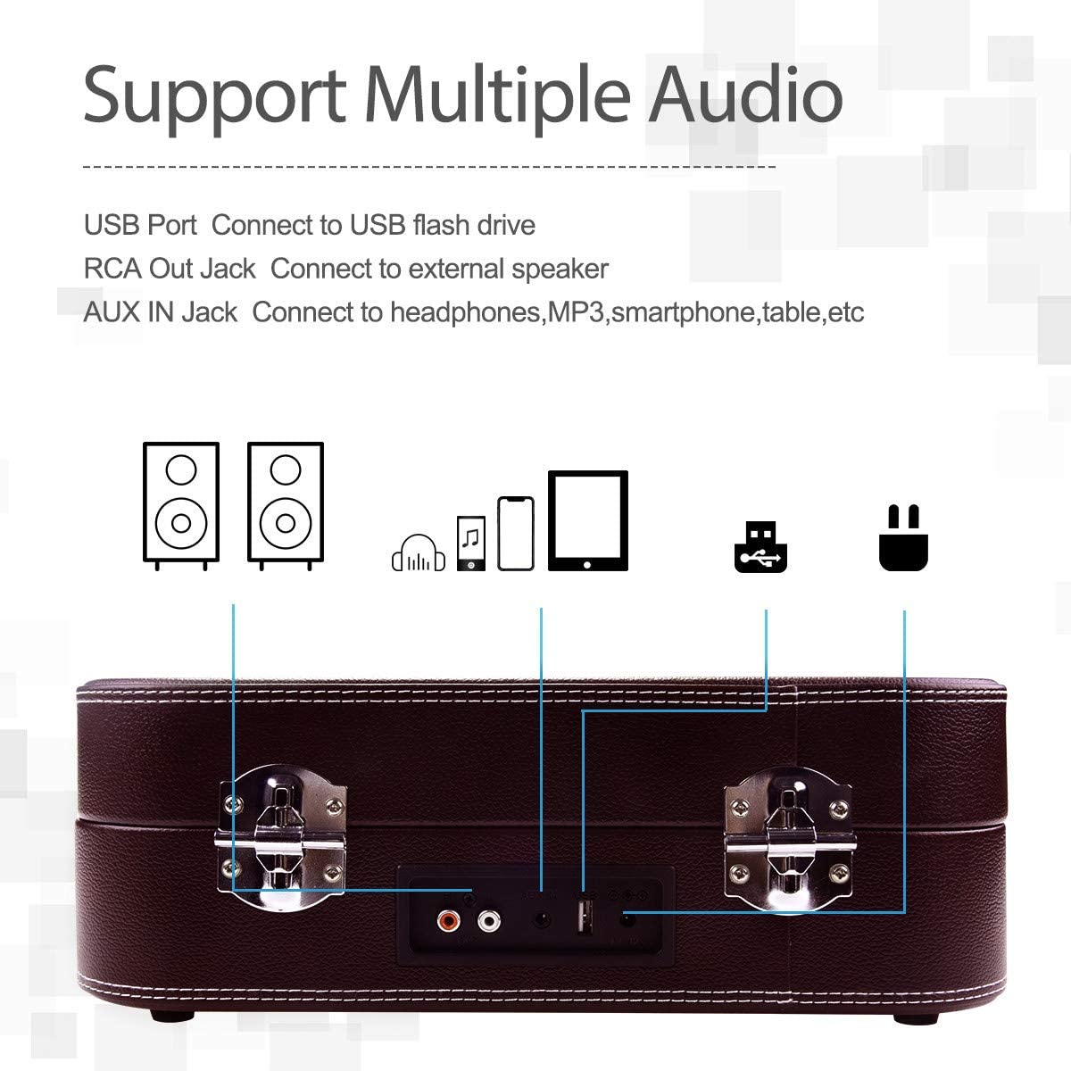 Pick-up Voksun, bluetooth 5.0, AUX, Card SD, USB, boxe incorporate, design tip servieta