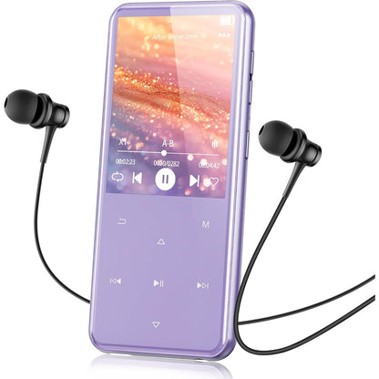 MP3 Player AGPTEK 64GB cu Bluetooth 5.3, ecran TFT de 2.4 inch, HiFi Lossless, difuzor integrat, radio FM, inregistrare, suport Card TF 128GB, violet
