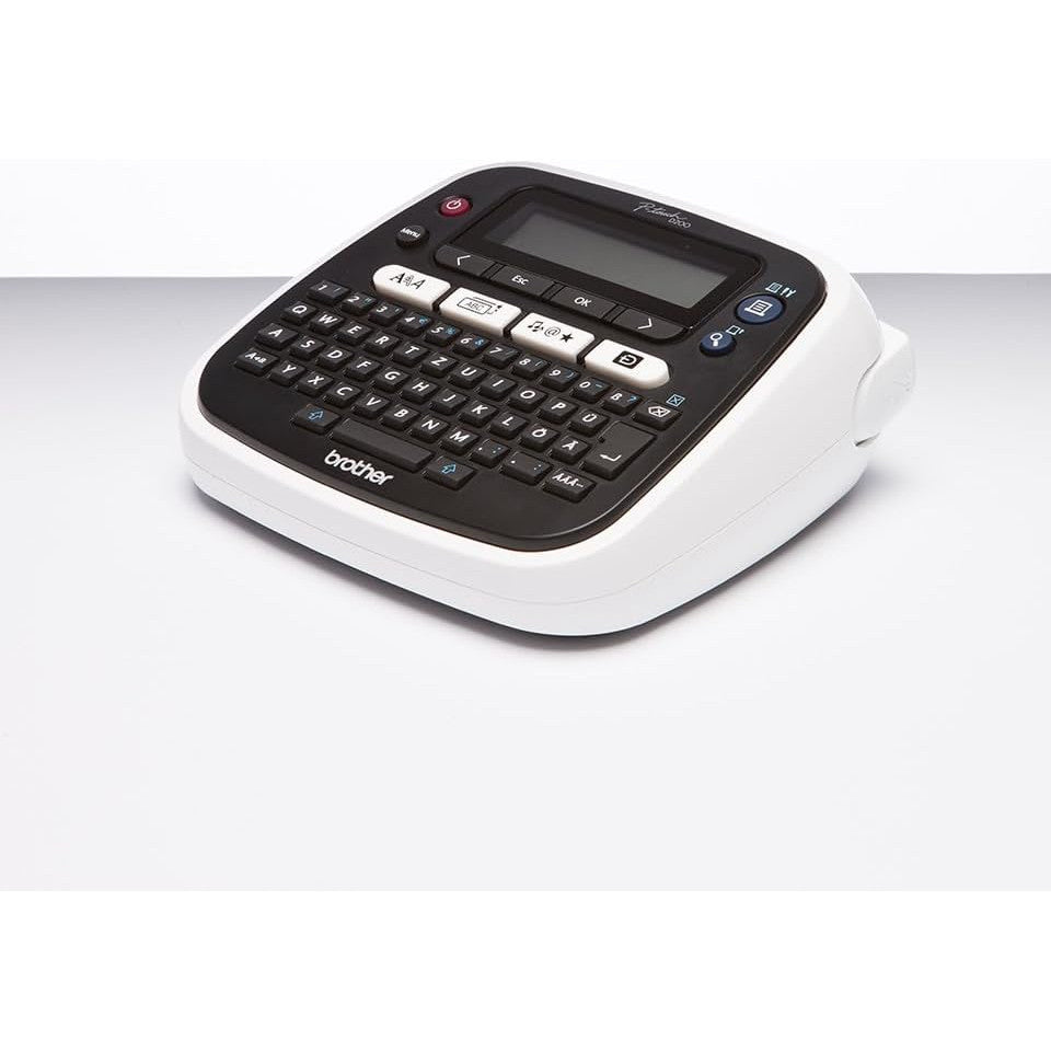 Aparat de etichetat Brother PT-D200BWVP negru, cu adaptor si geanta de transport, pentru benzi TZe 3, 5–12 mm, viteza imprimare pana la 20 mm/sec